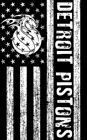 Detroit Pistons Black And White American Flag logo vinyl decal